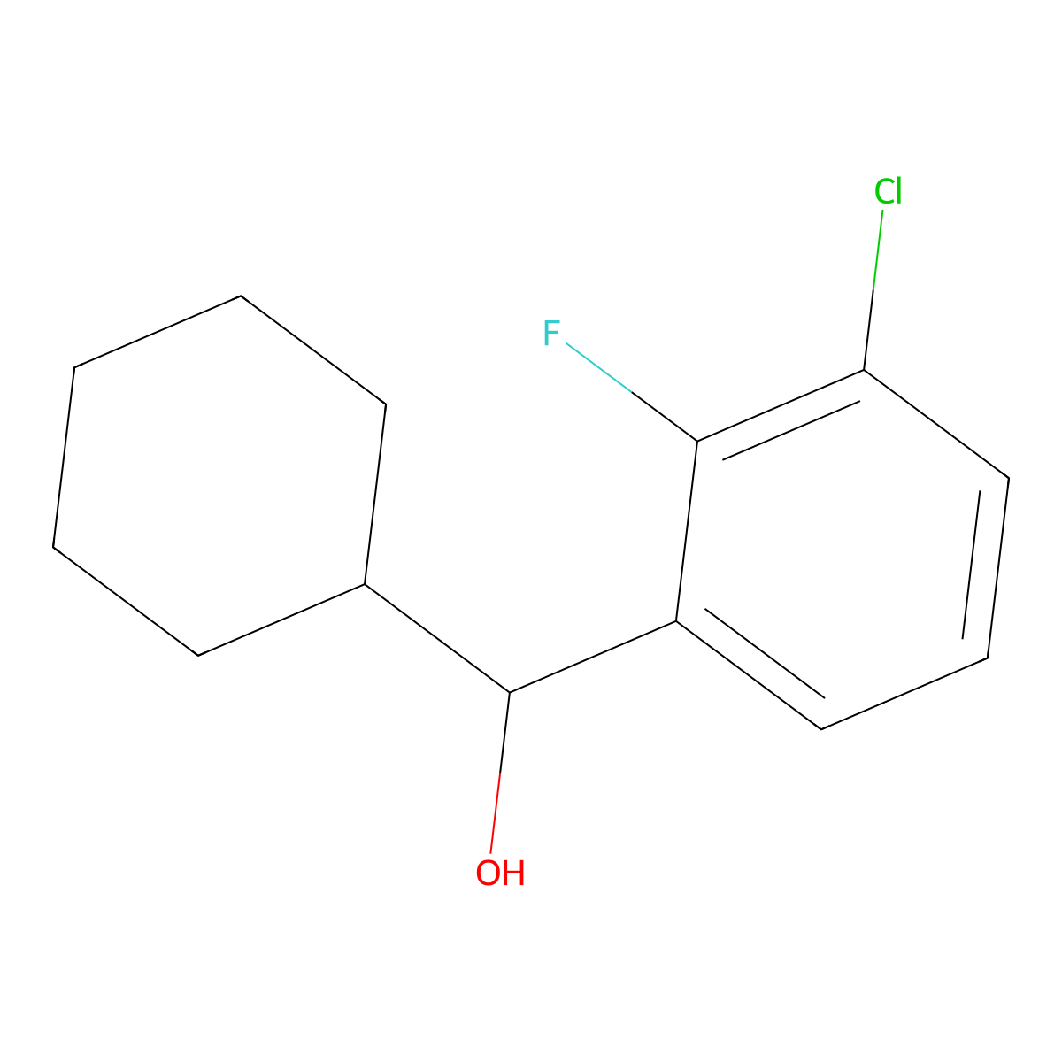 (3-Chloro-2-fluorophenyl)(cyclohexyl)methanol molecular structure, CAS 1339038-58-2