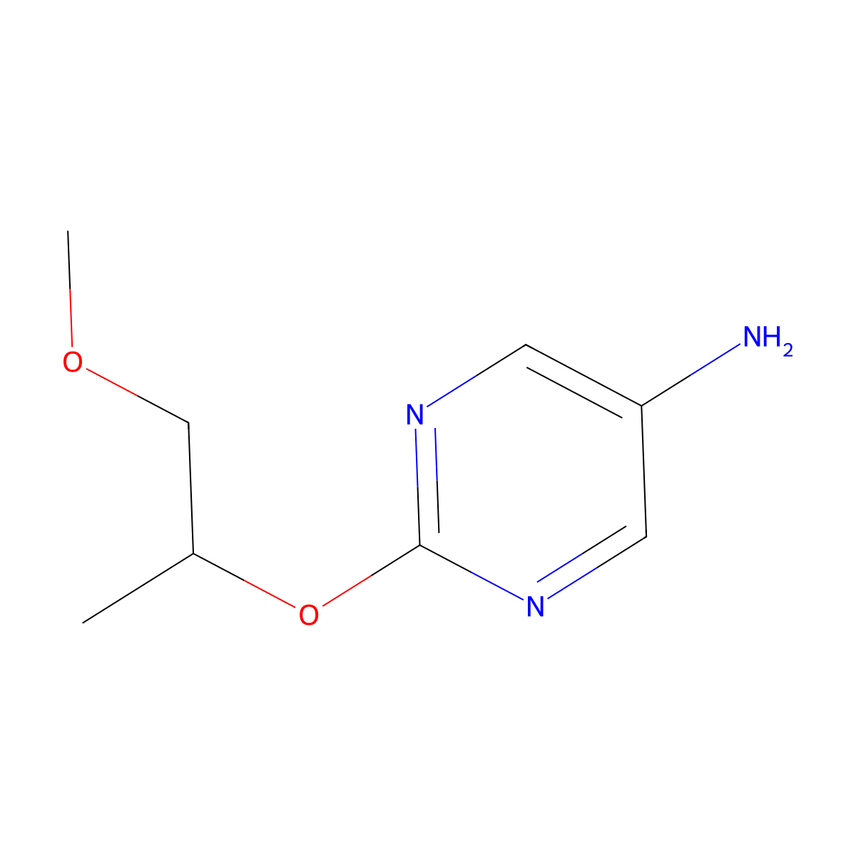 2-((1-Methoxypropan-2-yl)oxy)pyrimidin-5-amine molecular structure, CAS 1339044-04-0