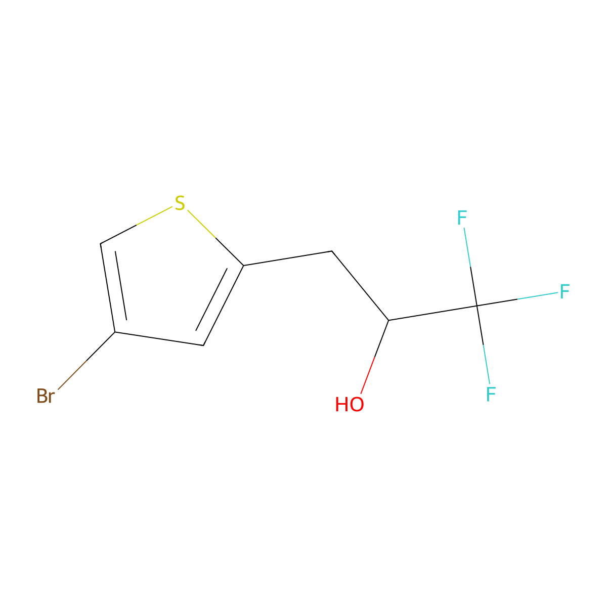 3-(4-Bromothiophen-2-yl)-1,1,1-trifluoropropan-2-ol molecular structure, CAS 1339044-75-5