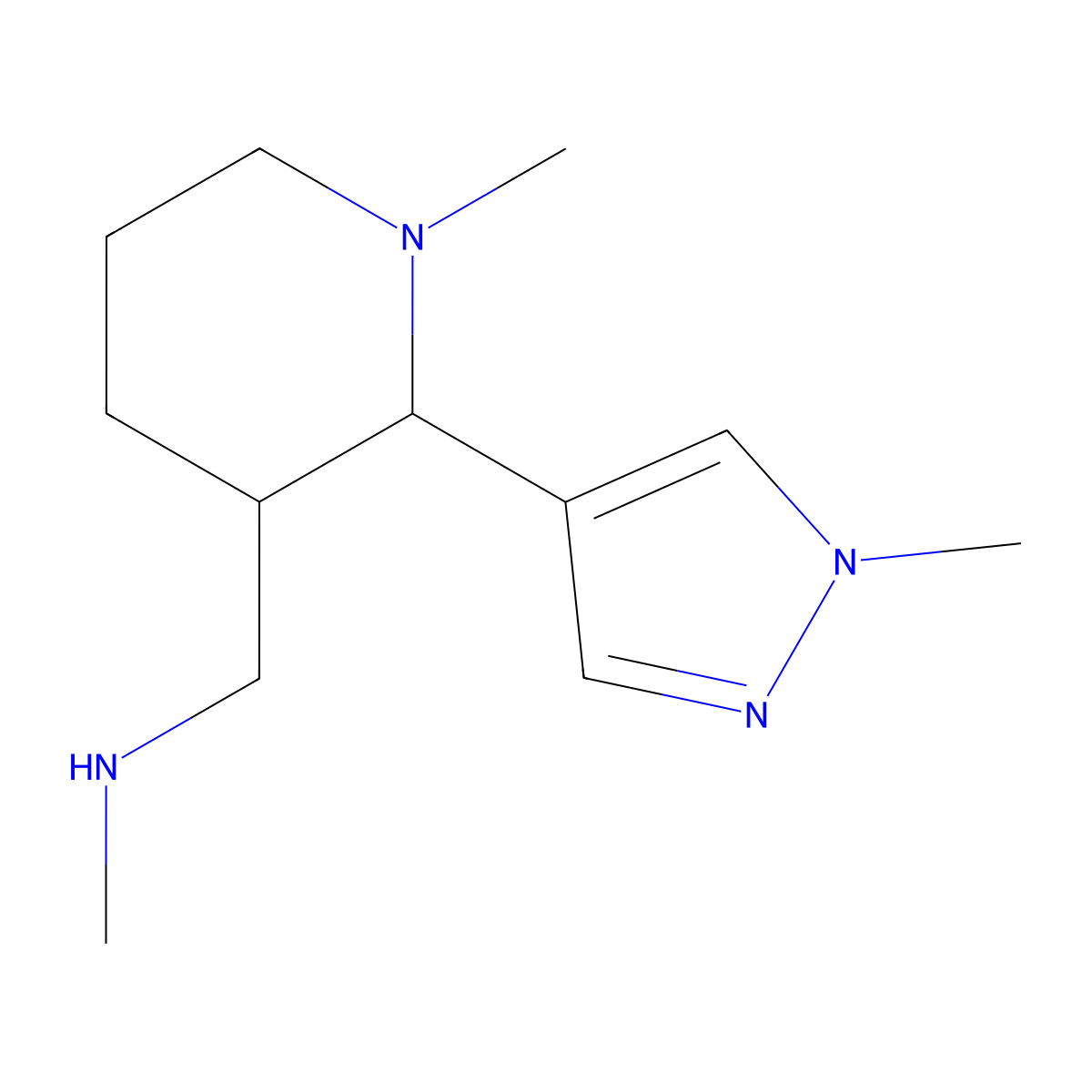 methyl({[1-methyl-2-(1-methyl-1H-pyrazol-4-yl)piperidin-3-yl]methyl})amine molecular structure, CAS 1339045-51-0