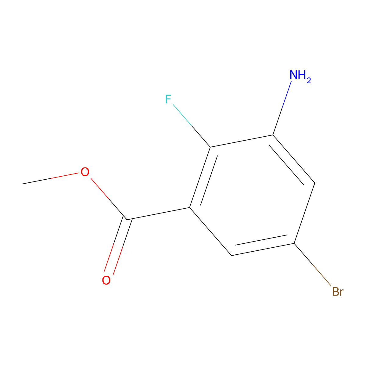 Methyl 3-amino-5-bromo-2-fluorobenzoate molecular structure, CAS 1339049-19-2