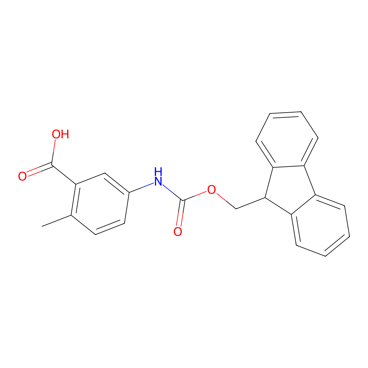 5-(9H-Fluoren-9-ylmethoxycarbonylamino)-2-methyl-benzoic acid molecular structure, CAS 1339049-65-8