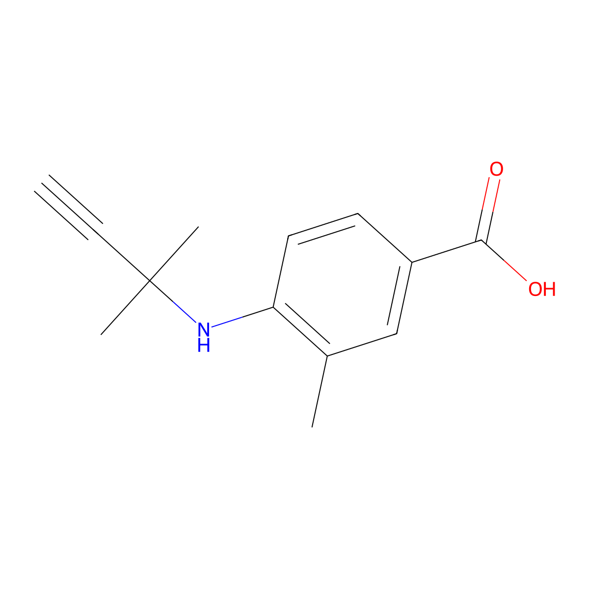 3-Methyl-4-((2-methylbut-3-yn-2-yl)amino)benzoic acid molecular structure, CAS 1339051-57-8