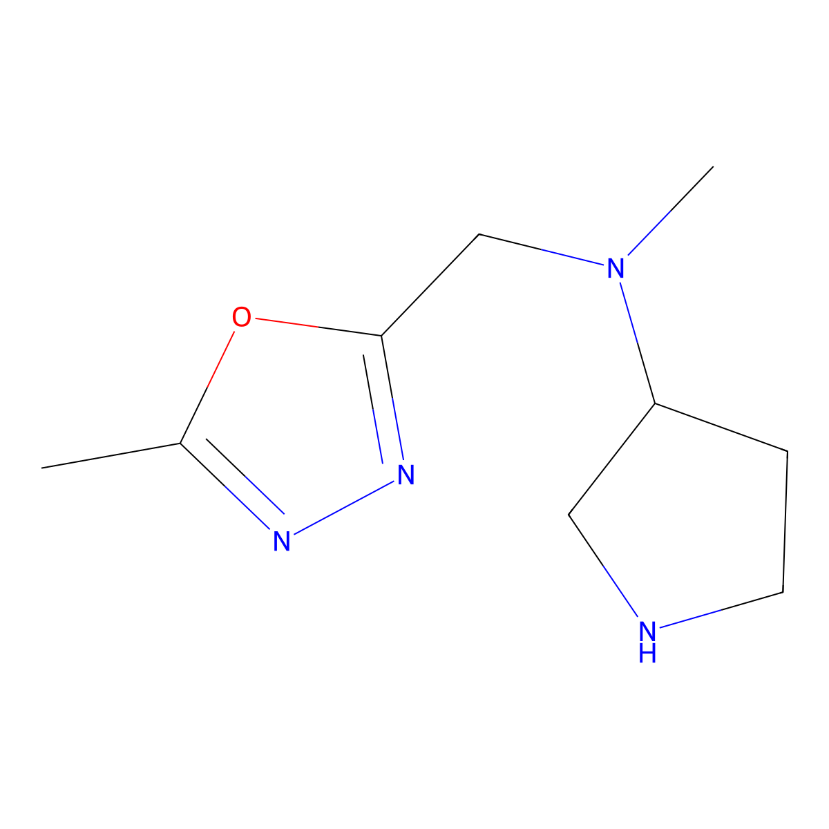N-methyl-N-[(5-methyl-1,3,4-oxadiazol-2-yl)methyl]pyrrolidin-3-amine molecular structure, CAS 1339054-37-3