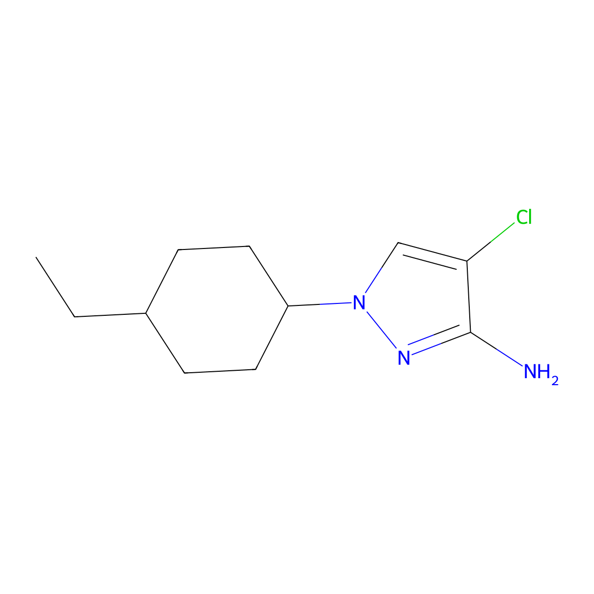 4-Chloro-1-(4-ethylcyclohexyl)-1h-pyrazol-3-amine molecular structure, CAS 1339054-46-4