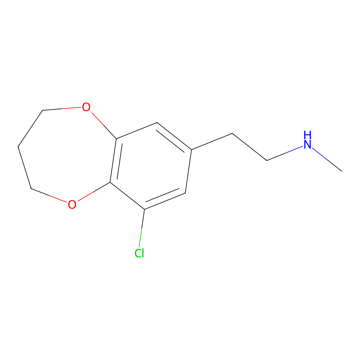 [2-(9-chloro-3,4-dihydro-2H-1,5-benzodioxepin-7-yl)ethyl](methyl)amine molecular structure, CAS 1339055-31-0