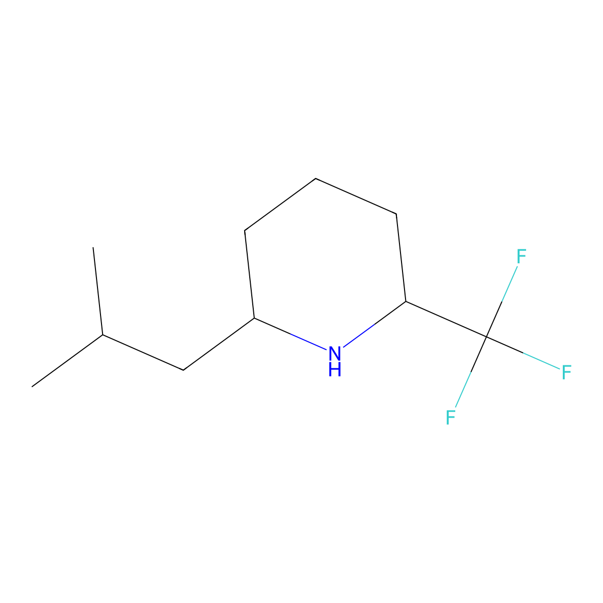 2-(2-Methylpropyl)-6-(trifluoromethyl)piperidine molecular structure, CAS 1339055-69-4