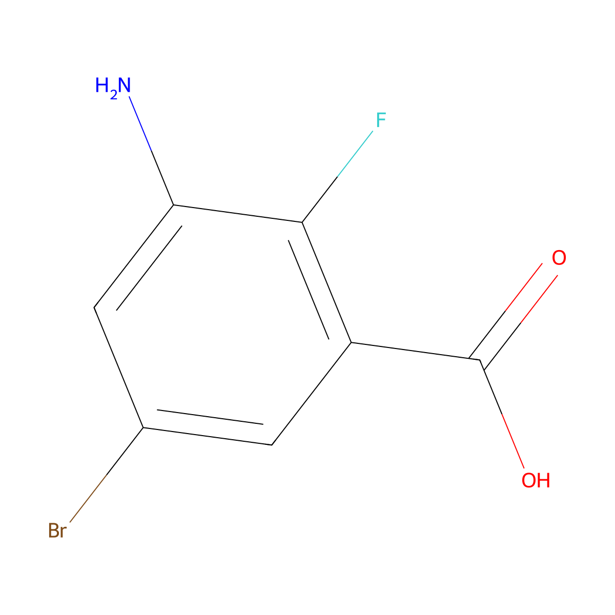 3-Amino-5-bromo-2-fluorobenzoic acid molecular structure, CAS 1339056-03-9