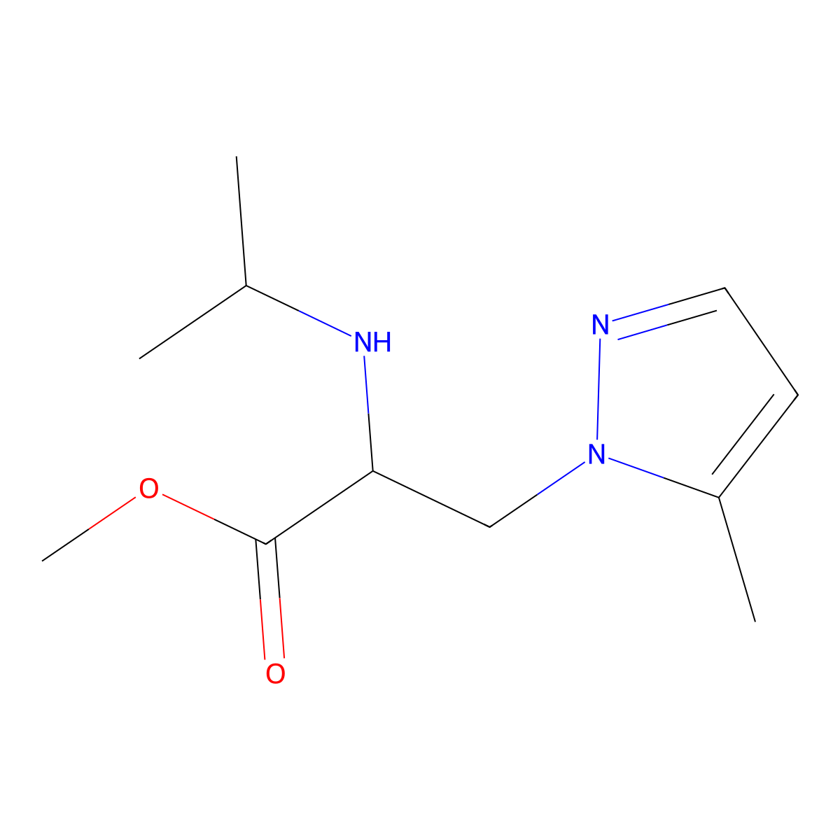 Methyl 2-(isopropylamino)-3-(5-methyl-1h-pyrazol-1-yl)propanoate molecular structure, CAS 1339058-16-0
