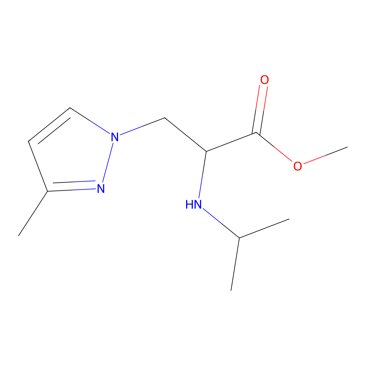 Methyl 2-(isopropylamino)-3-(3-methyl-1h-pyrazol-1-yl)propanoate molecular structure, CAS 1339059-90-3