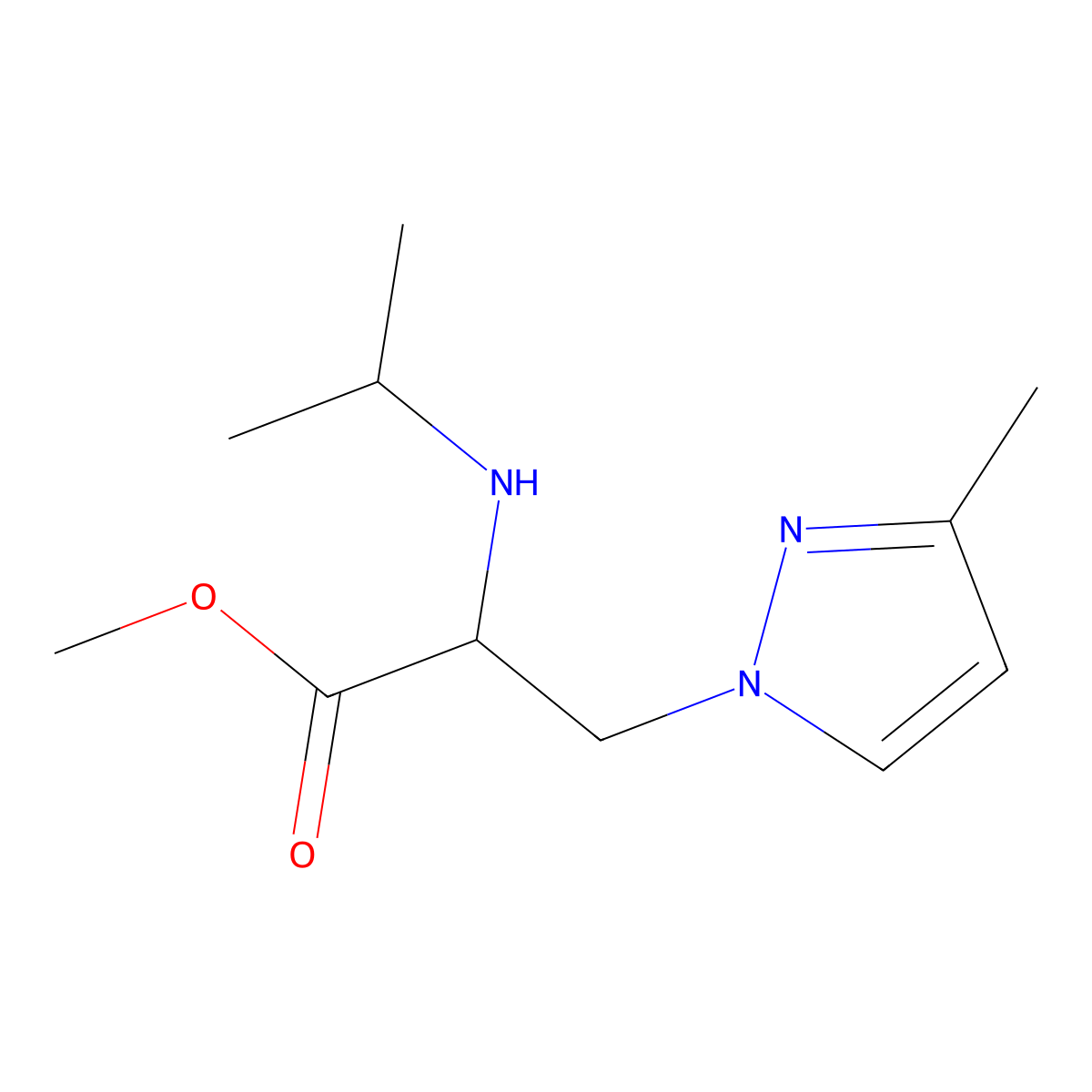 Methyl 2-(isopropylamino)-3-(3-methyl-1h-pyrazol-1-yl)propanoate molecular structure, CAS 1339059-90-3