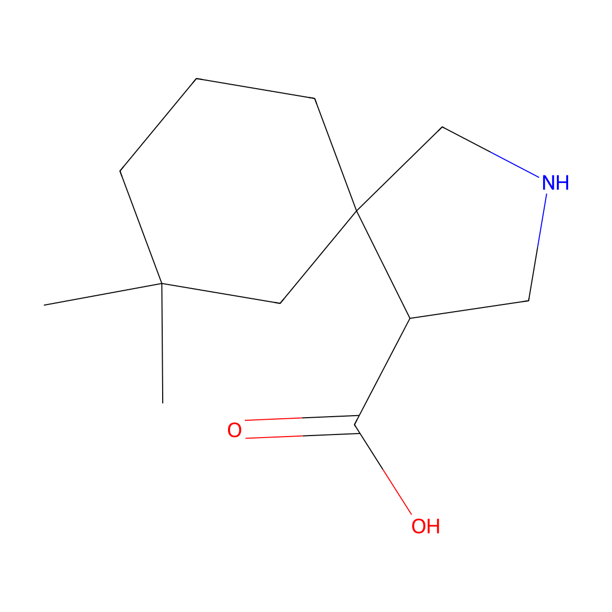 7,7-Dimethyl-2-azaspiro[4.5]decane-4-carboxylic acid molecular structure, CAS 1339065-38-1
