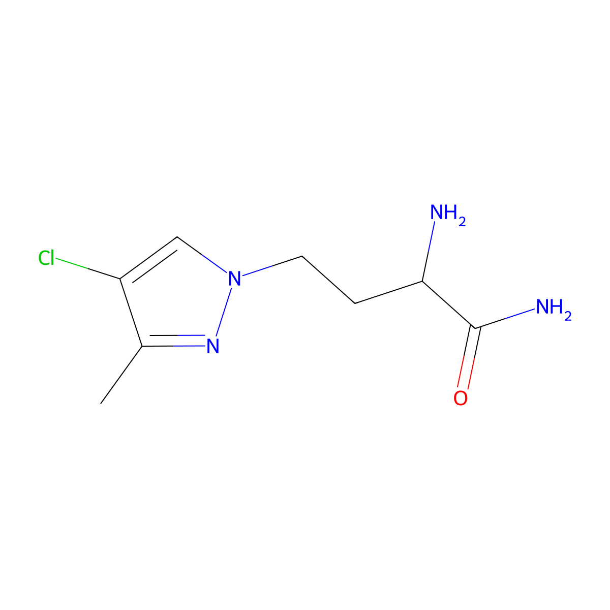 2-Amino-4-(4-chloro-3-methyl-1h-pyrazol-1-yl)butanamide molecular structure, CAS 1339067-67-2