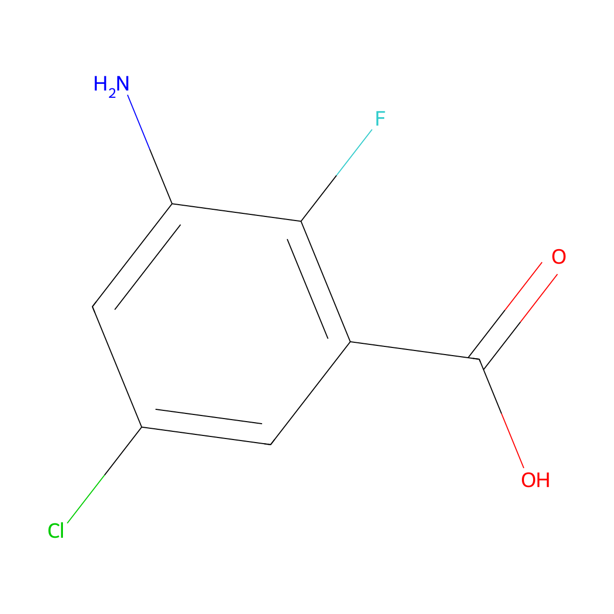 3-Amino-5-chloro-2-fluorobenzoic acid molecular structure, CAS 1339070-81-3