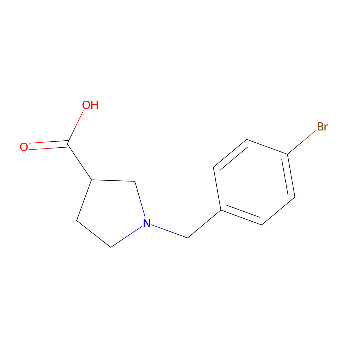 1-[(4-Bromophenyl)methyl]pyrrolidine-3-carboxylic acid molecular structure, CAS 1339074-26-8