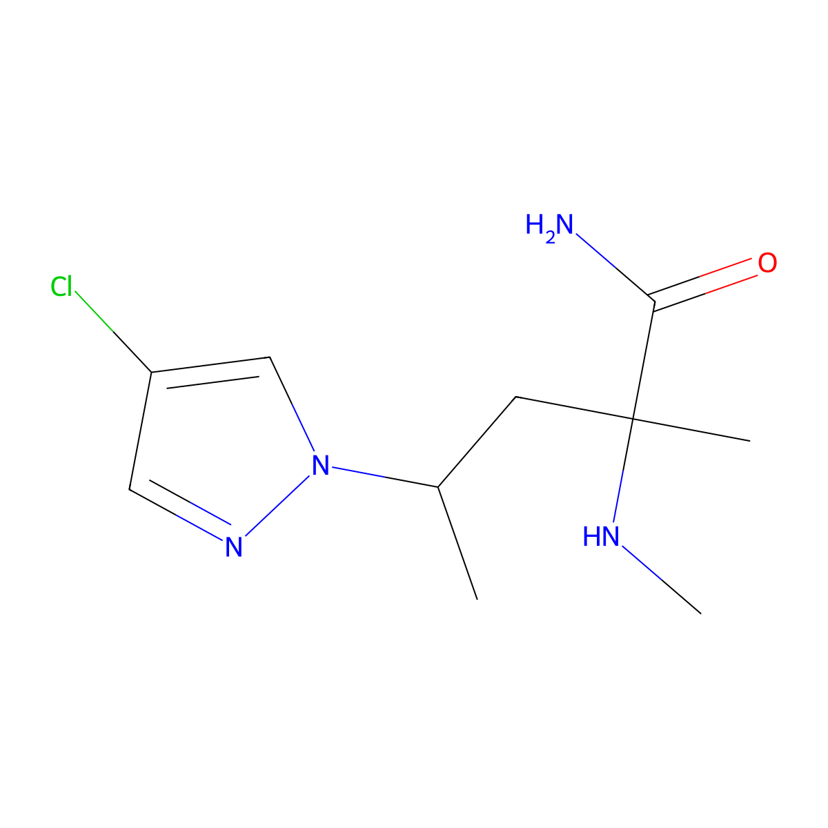 4-(4-Chloro-1h-pyrazol-1-yl)-2-methyl-2-(methylamino)pentanamide molecular structure, CAS 1339075-59-0