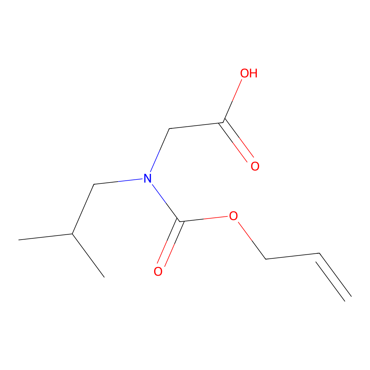 2-[(2-Methylpropyl)[(prop-2-en-1-yloxy)carbonyl]amino]acetic acid molecular structure, CAS 1339075-68-1