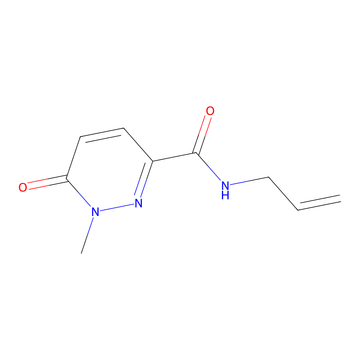 1-methyl-6-oxo-N-(prop-2-en-1-yl)-1,6-dihydropyridazine-3-carboxamide molecular structure, CAS 1339078-23-7