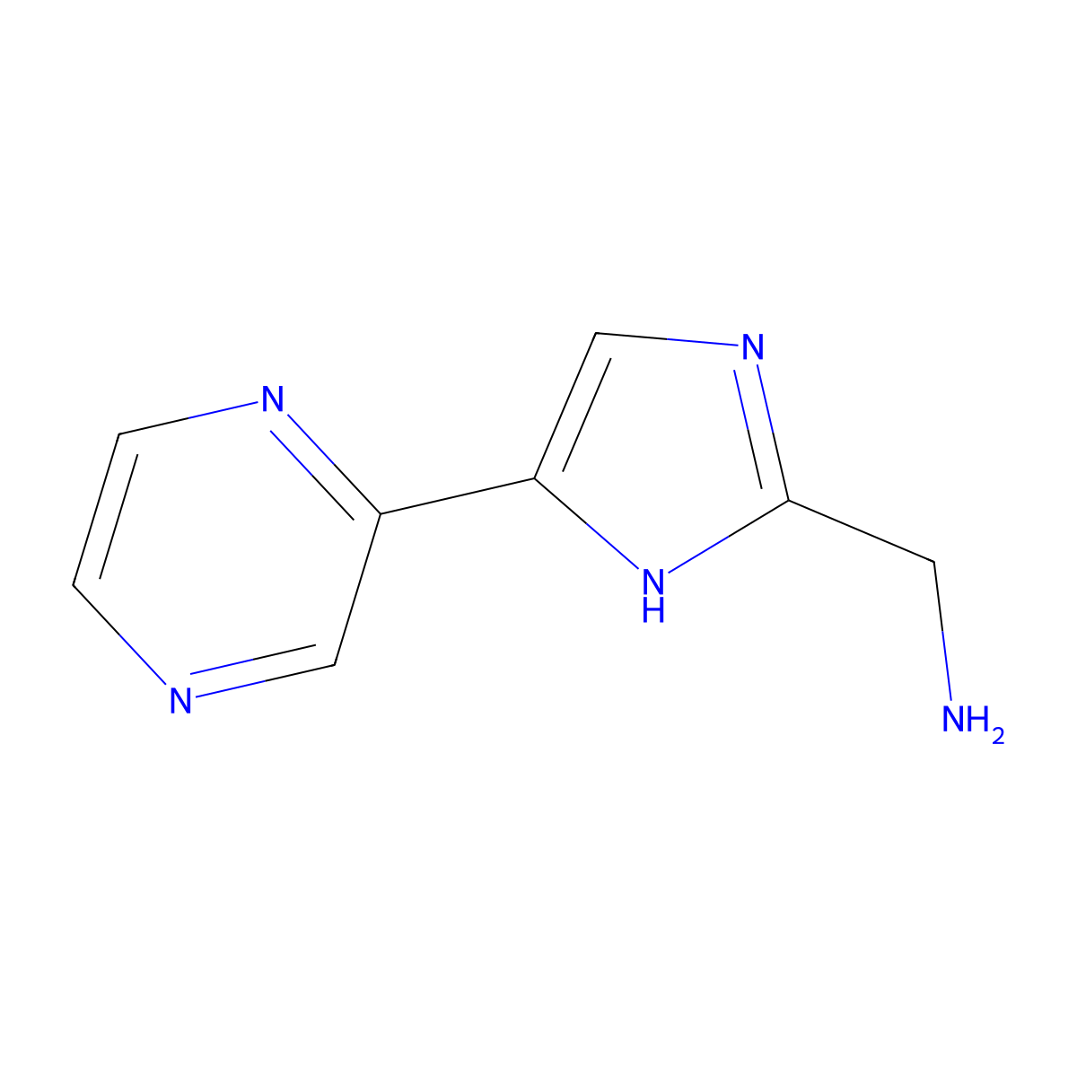 (5-(Pyrazin-2-yl)-1H-imidazol-2-yl)methanamine molecular structure, CAS 1339078-26-0