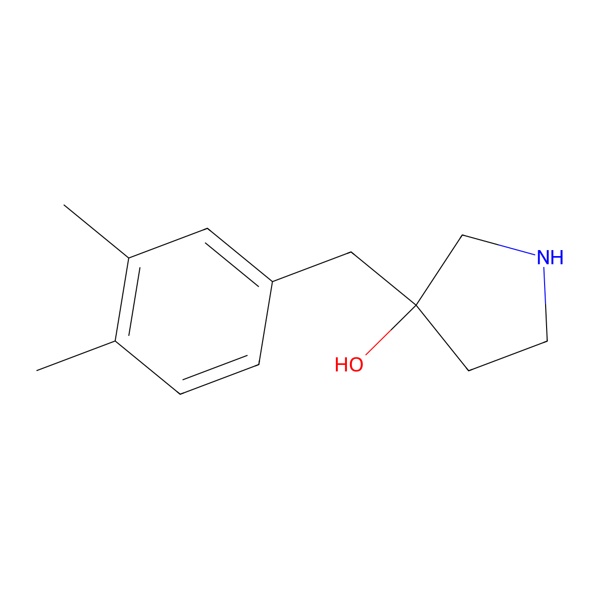 3-[(3,4-Dimethylphenyl)methyl]pyrrolidin-3-ol molecular structure, CAS 1339079-84-3