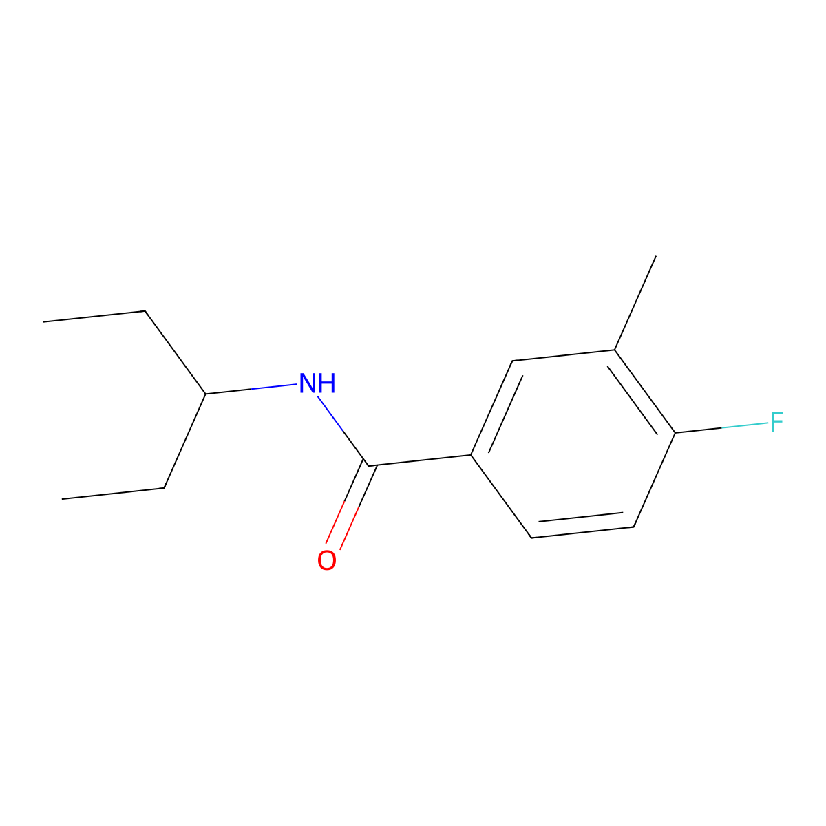 N-(1-Ethylpropyl)-4-fluoro-3-methylbenzamide molecular structure, CAS 1339080-36-2