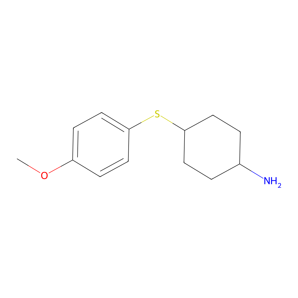 4-[(4-Methoxyphenyl)sulfanyl]cyclohexan-1-amine molecular structure, CAS 1339082-48-2