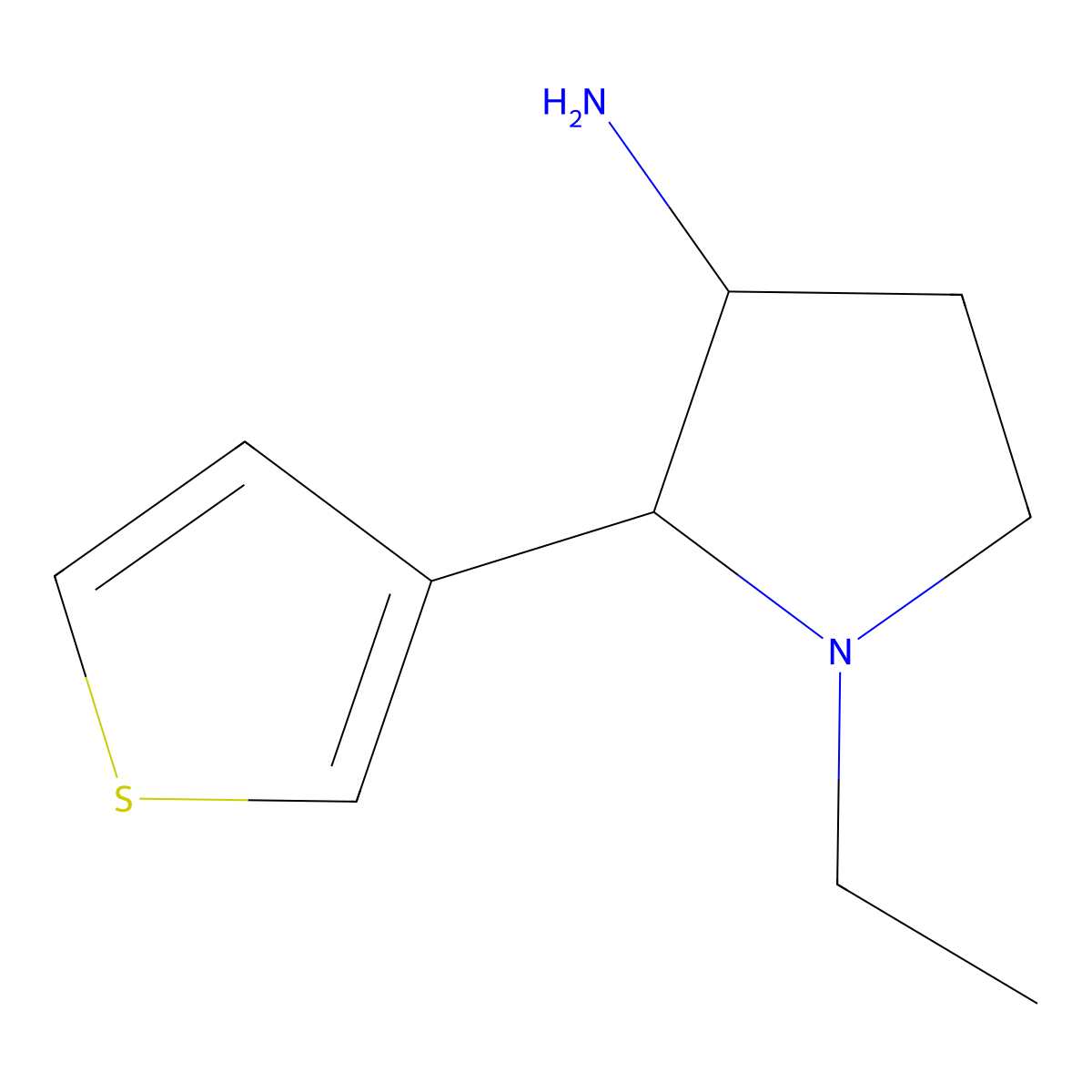 1-Ethyl-2-(thiophen-3-yl)pyrrolidin-3-amine molecular structure, CAS 1339084-05-7
