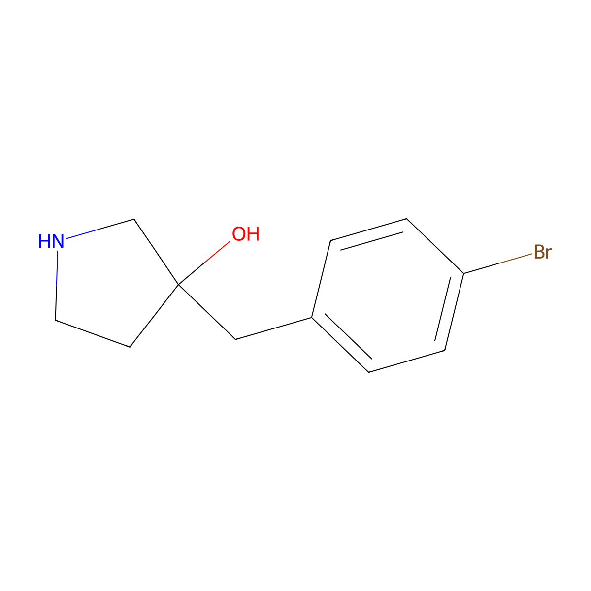 3-[(4-Bromophenyl)methyl]pyrrolidin-3-ol molecular structure, CAS 1339088-21-9