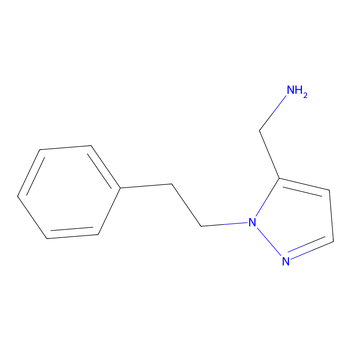 [1-(2-phenylethyl)-1H-pyrazol-5-yl]methanamine molecular structure, CAS 1339091-15-4
