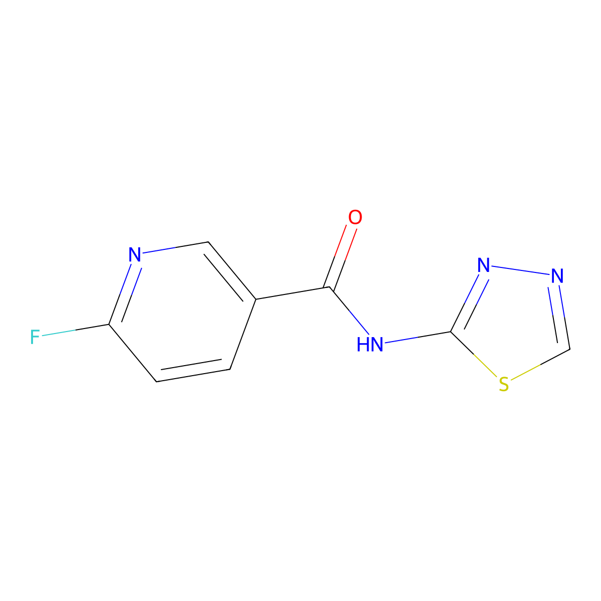 6-fluoro-N-(1,3,4-thiadiazol-2-yl)pyridine-3-carboxamide molecular structure, CAS 1339094-19-7