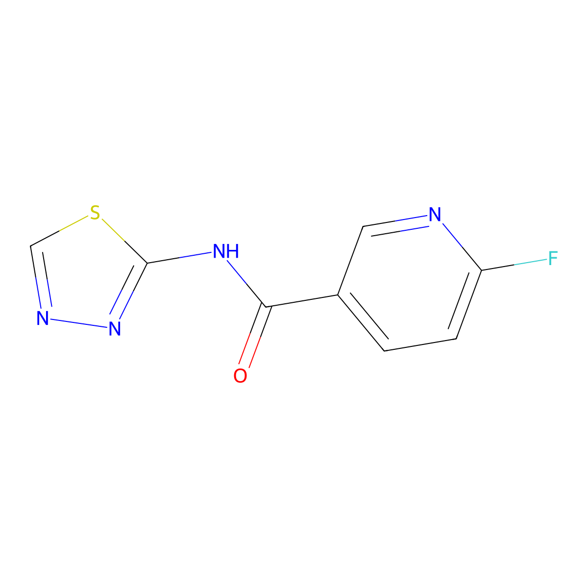 6-fluoro-N-(1,3,4-thiadiazol-2-yl)pyridine-3-carboxamide molecular structure, CAS 1339094-19-7