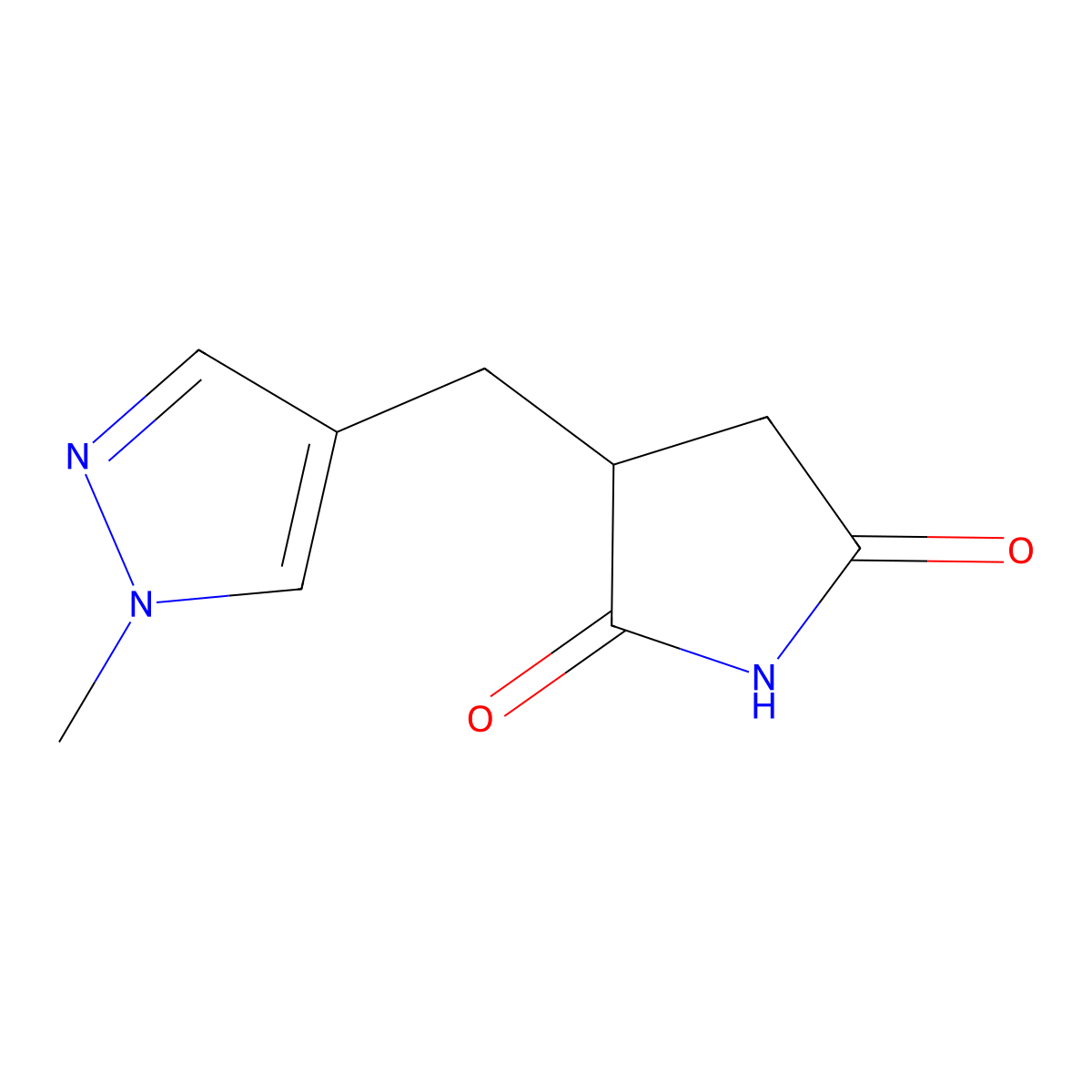 3-[(1-methyl-1H-pyrazol-4-yl)methyl]pyrrolidine-2,5-dione molecular structure, CAS 1339095-21-4
