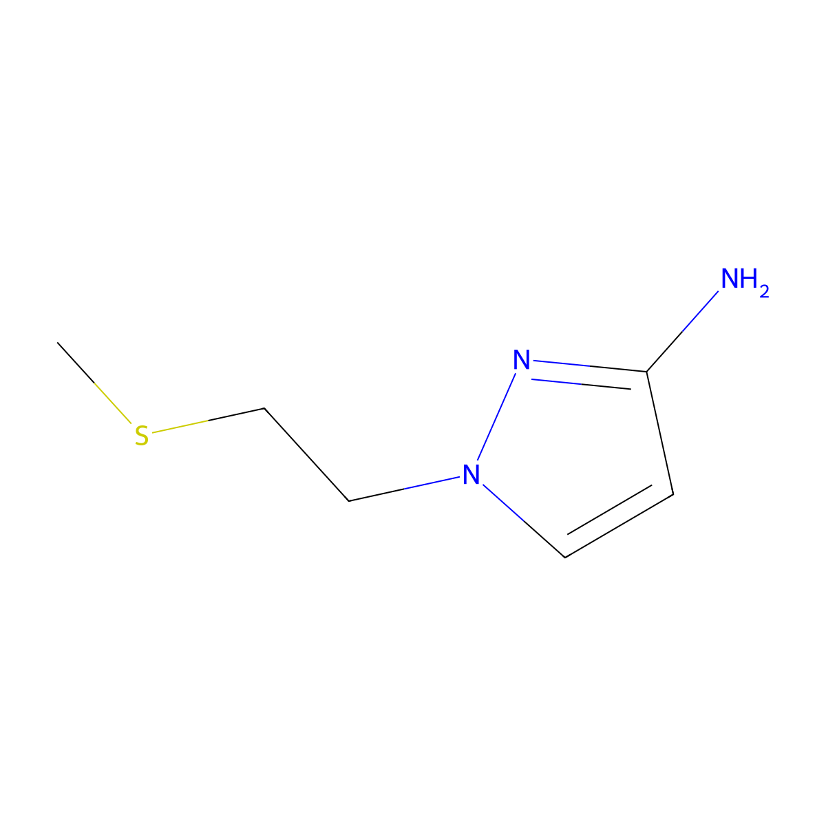 1-[2-(Methylsulfanyl)ethyl]-1H-pyrazol-3-amine molecular structure, CAS 1339096-77-3