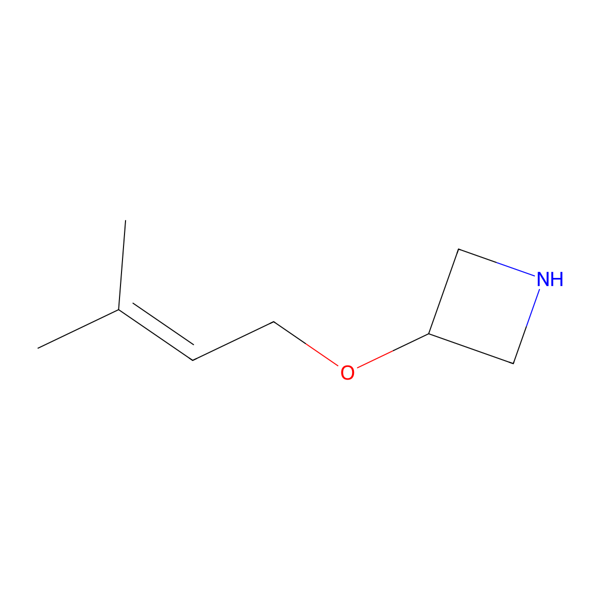 3-[(3-Methylbut-2-en-1-yl)oxy]azetidine molecular structure, CAS 1339098-86-0