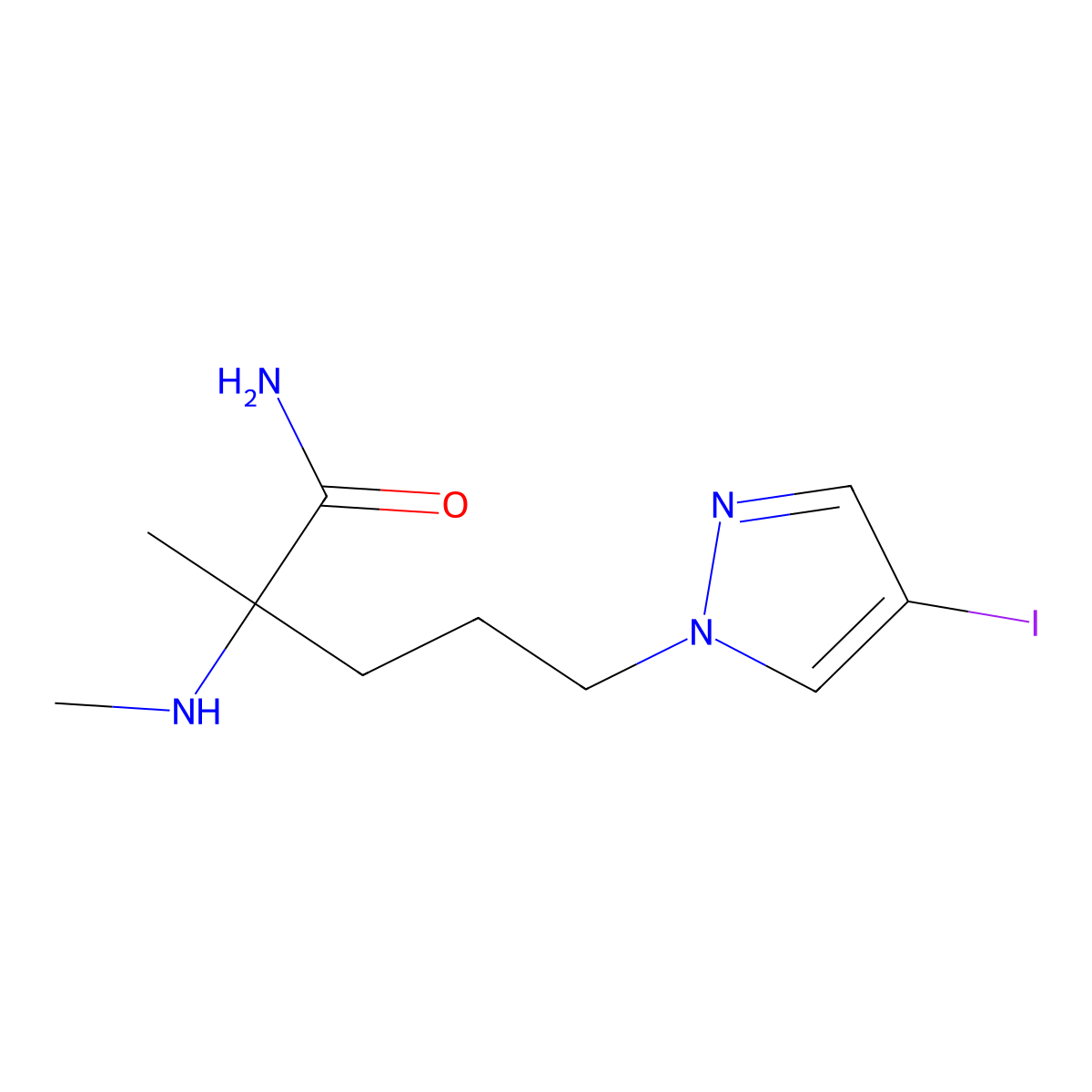 5-(4-Iodo-1h-pyrazol-1-yl)-2-methyl-2-(methylamino)pentanamide molecular structure, CAS 1339102-68-9