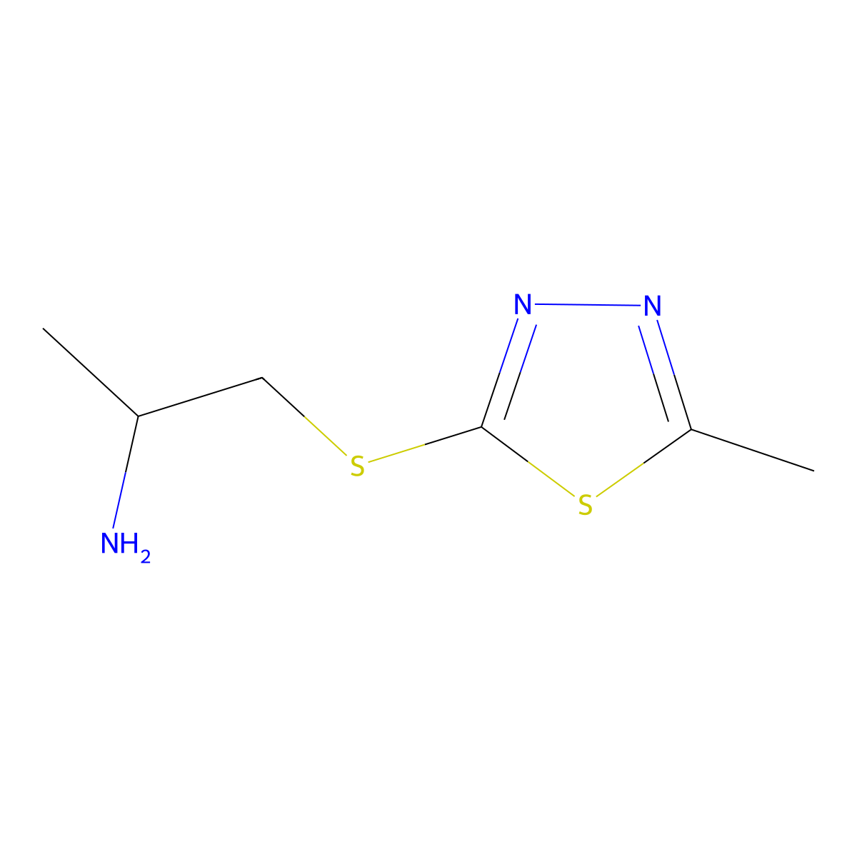 1-((5-Methyl-1,3,4-thiadiazol-2-yl)thio)propan-2-amine molecular structure, CAS 1339102-82-7