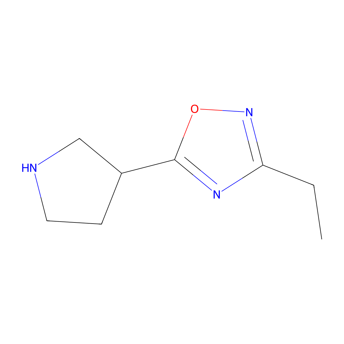 3-Ethyl-5-(pyrrolidin-3-yl)-1,2,4-oxadiazole molecular structure, CAS 1339103-05-7