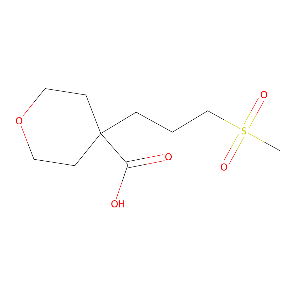 4-(3-Methanesulfonylpropyl)oxane-4-carboxylicacid molecular structure, CAS 1339105-19-9