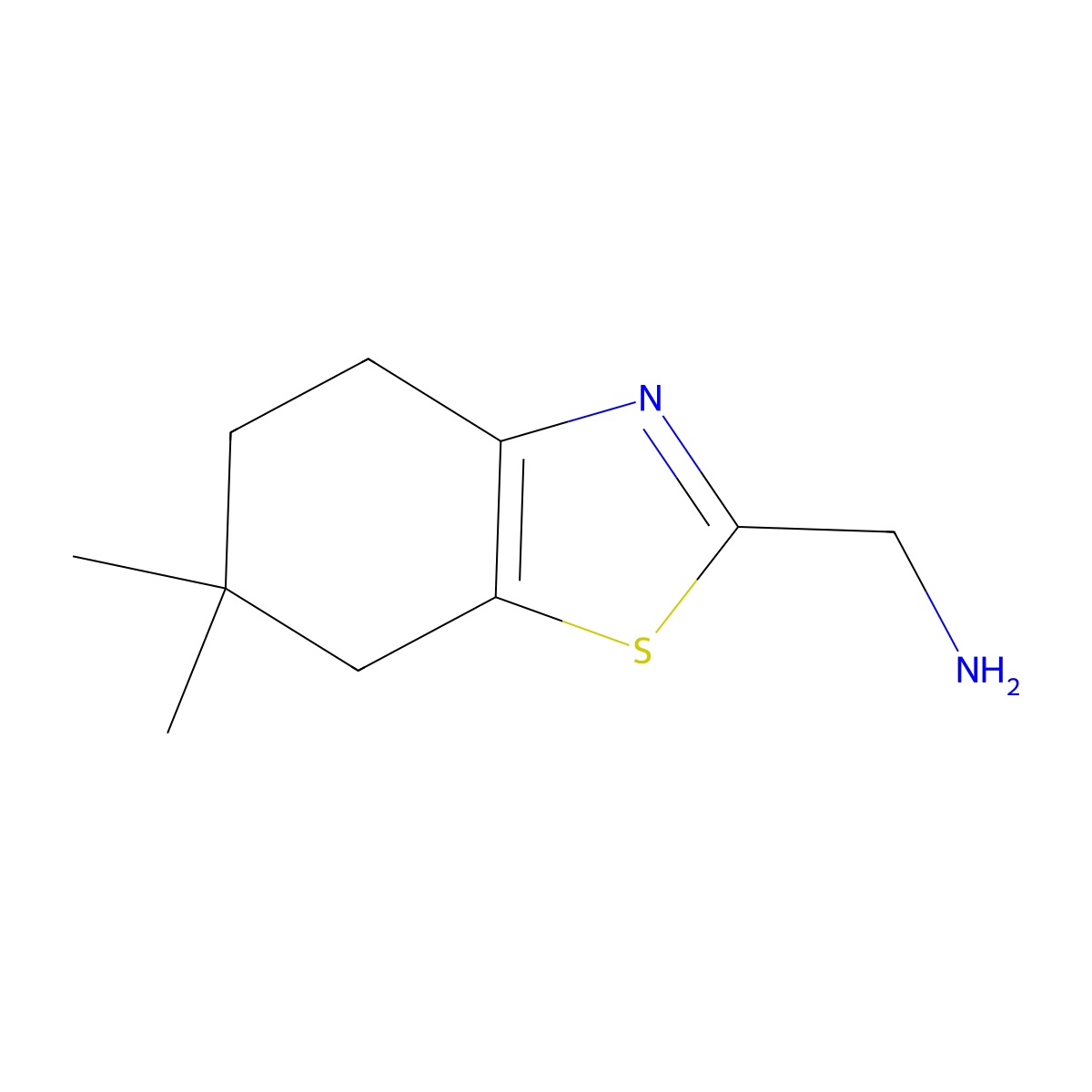 1-(6,6-Dimethyl-4,5,6,7-tetrahydro-1,3-benzothiazol-2-yl)methanamine molecular structure, CAS 1339116-07-2