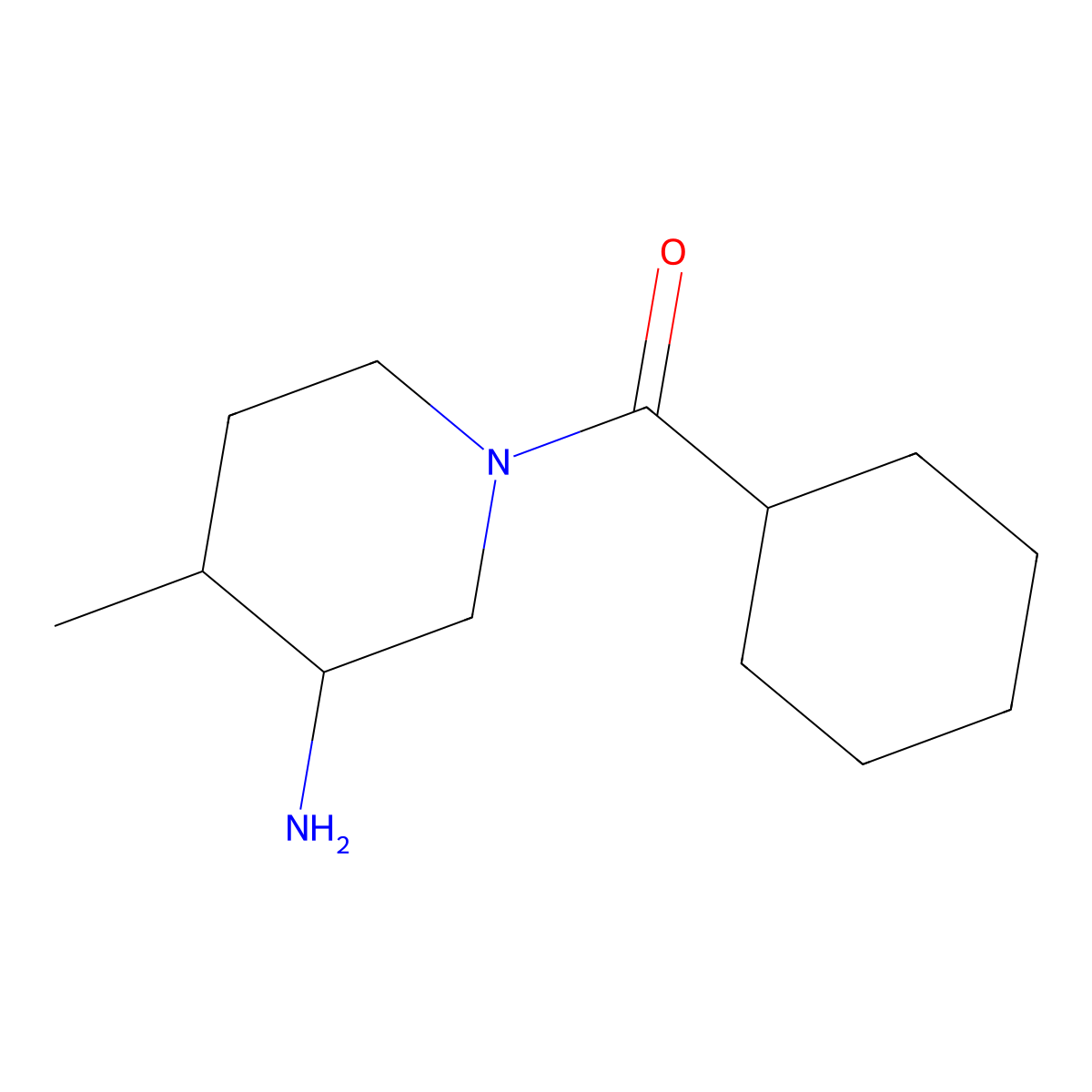 1-Cyclohexanecarbonyl-4-methylpiperidin-3-amine molecular structure, CAS 1339121-29-7