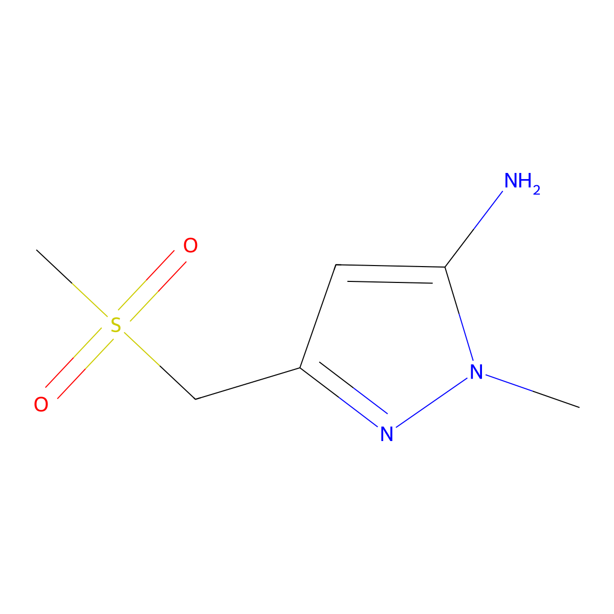 3-(methanesulfonylmethyl)-1-methyl-1H-pyrazol-5-amine molecular structure, CAS 1339123-46-4