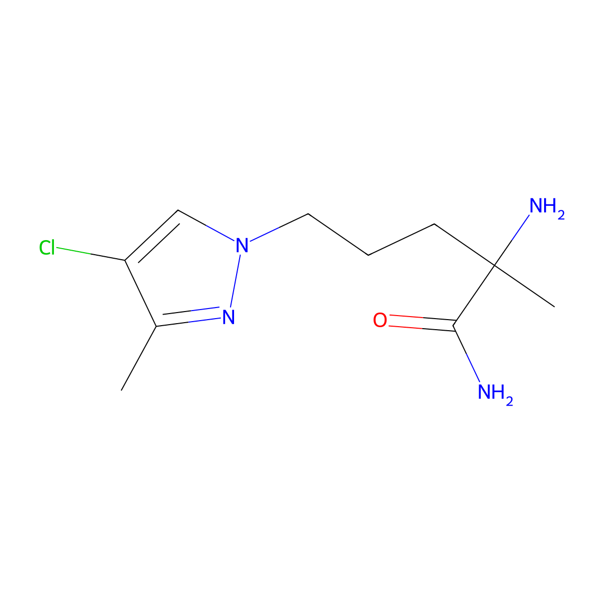 2-Amino-5-(4-chloro-3-methyl-1h-pyrazol-1-yl)-2-methylpentanamide molecular structure, CAS 1339126-99-6