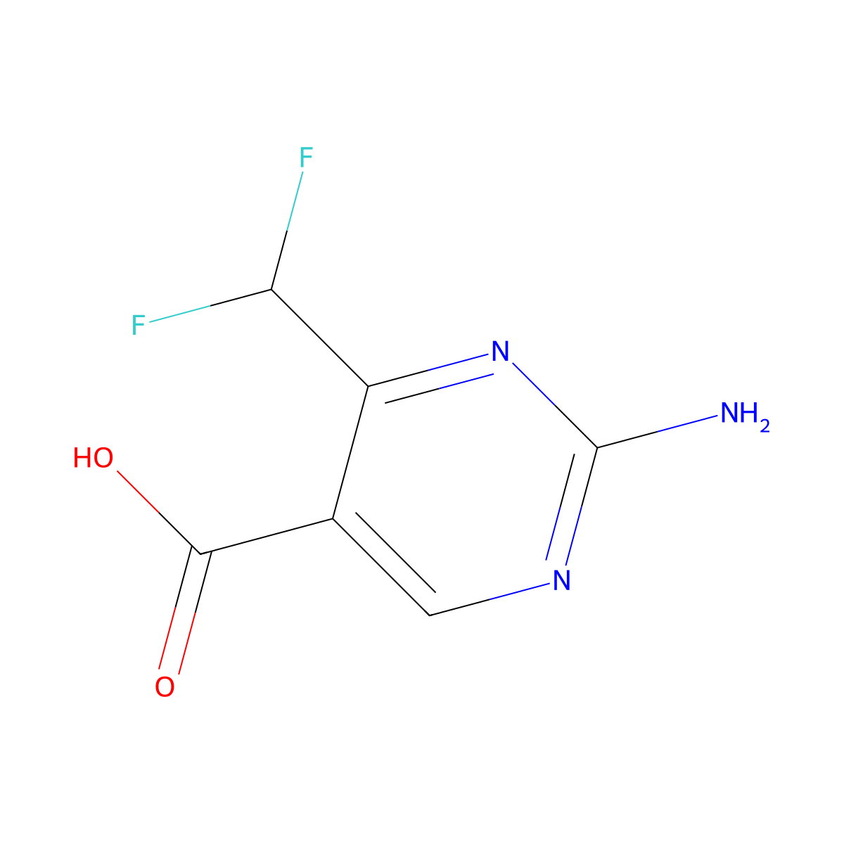 2-Amino-4-(difluoromethyl)pyrimidine-5-carboxylic acid molecular structure, CAS 1339130-94-7