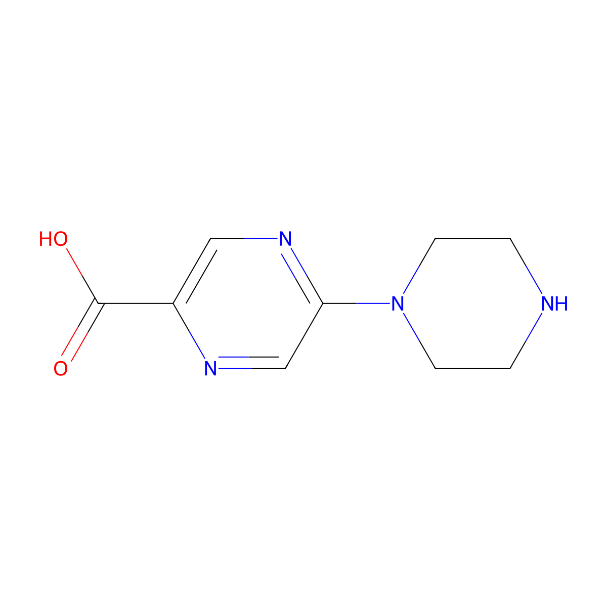 5-(Piperazin-1-yl)pyrazine-2-carboxylic acid molecular structure, CAS 1339131-26-8