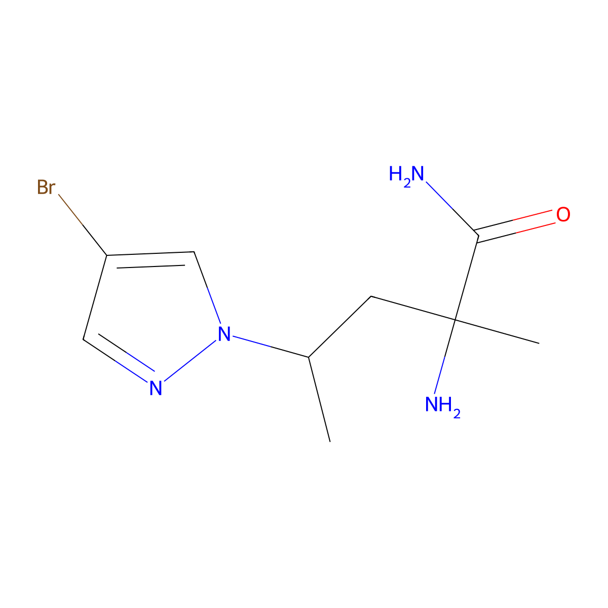2-Amino-4-(4-bromo-1h-pyrazol-1-yl)-2-methylpentanamide molecular structure, CAS 1339131-46-2