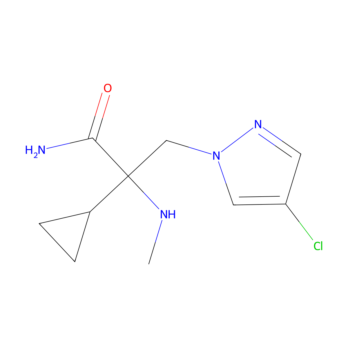 3-(4-Chloro-1h-pyrazol-1-yl)-2-cyclopropyl-2-(methylamino)propanamide molecular structure, CAS 1339134-54-1