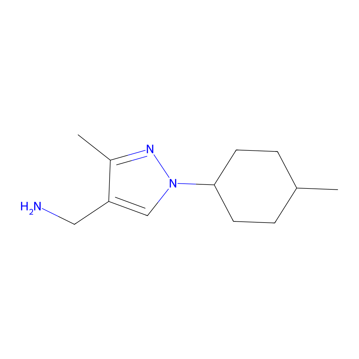 (3-Methyl-1-(4-methylcyclohexyl)-1h-pyrazol-4-yl)methanamine molecular structure, CAS 1339134-98-3