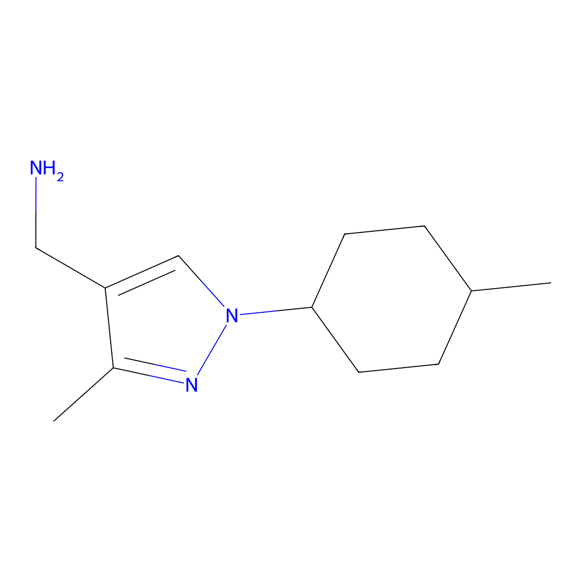 (3-Methyl-1-(4-methylcyclohexyl)-1h-pyrazol-4-yl)methanamine molecular structure, CAS 1339134-98-3