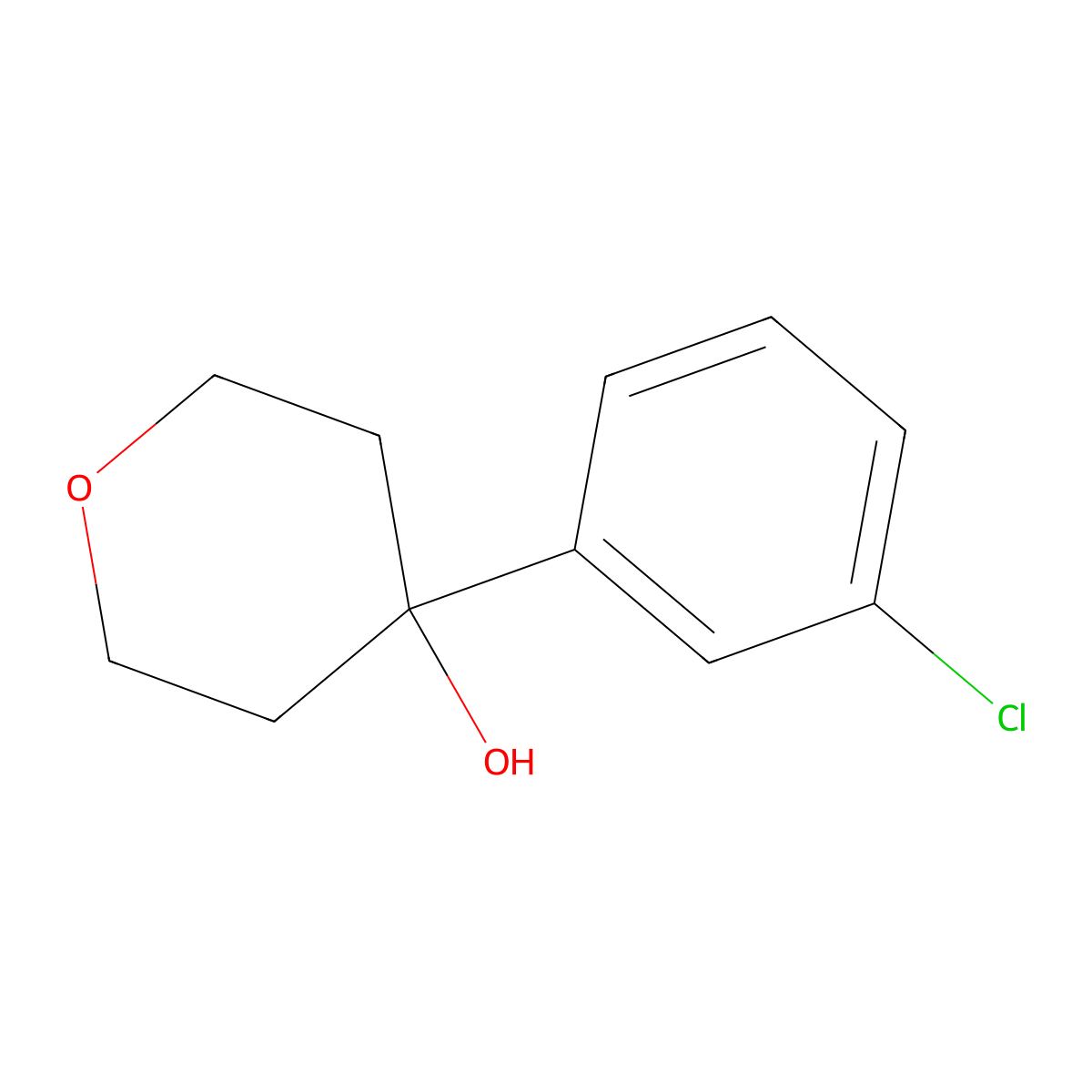 4-(3-Chlorophenyl)oxan-4-ol molecular structure, CAS 1339135-09-9