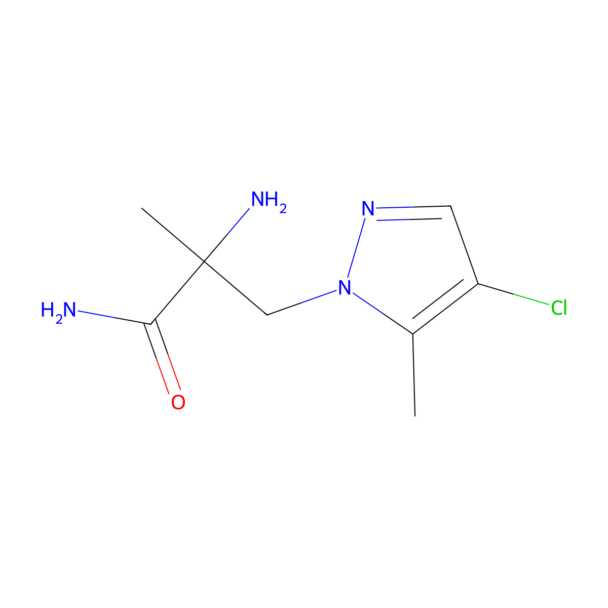2-Amino-3-(4-chloro-5-methyl-1H-pyrazol-1-yl)-2-methylpropanamide molecular structure, CAS 1339137-26-6